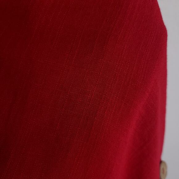 Love Kuza Dress Womens Small Red Midi Below Knee Cotton Linen Summer Office - Picture 5 of 15